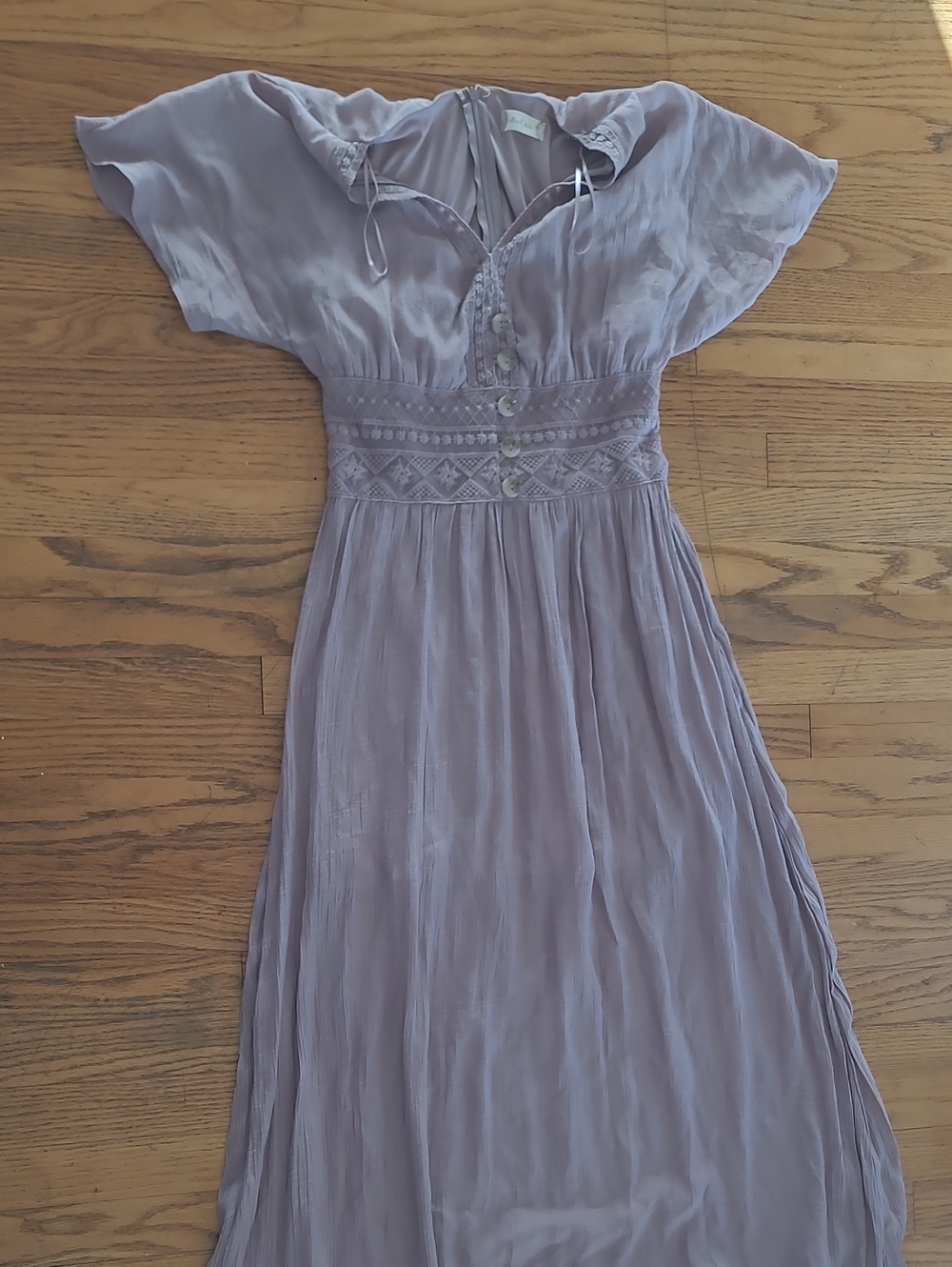 Altar'd State Lavender Boho Button-Front Maxi Dress
